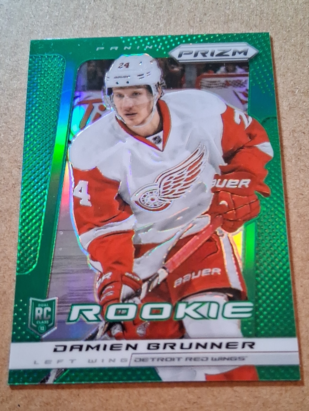 Prizm Rookie Damien Brunner Hockey Card - Green Prizm